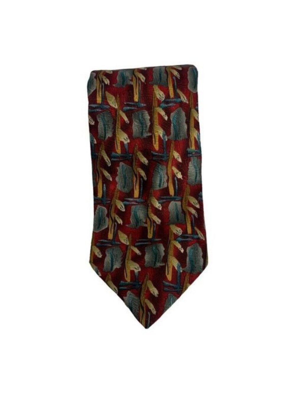 J. Garcia Men’s California Mission Silk Tie Red Abstract Pattern Limited Edition
